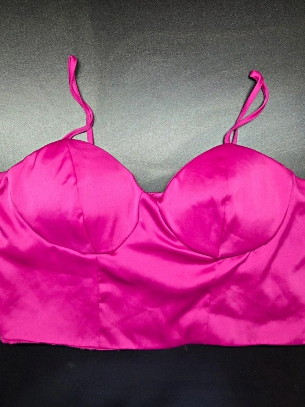 Sincerely Jules Satin Fuchsia Bustier Crop Top